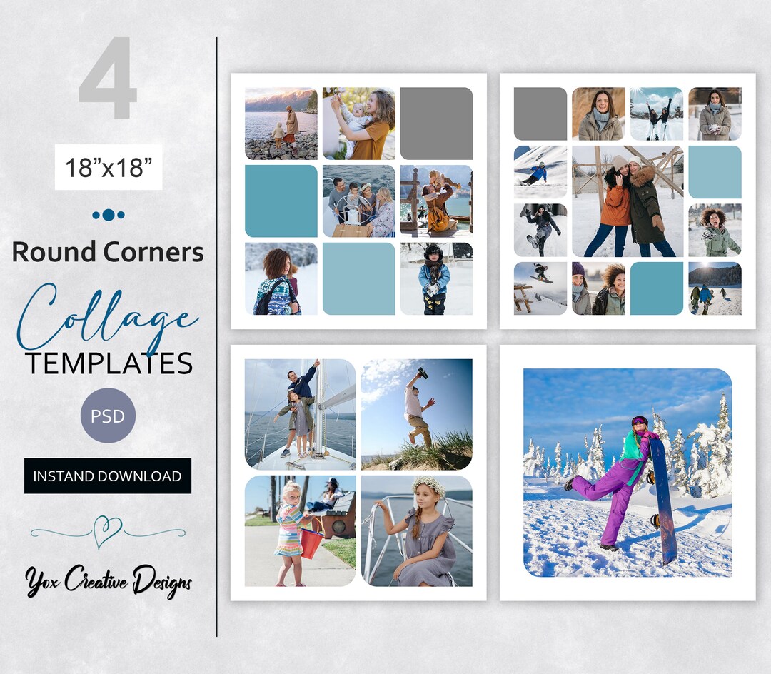 Photo Collage Template Kit: 4 Photoshop Storyboard Designs (digital ...
