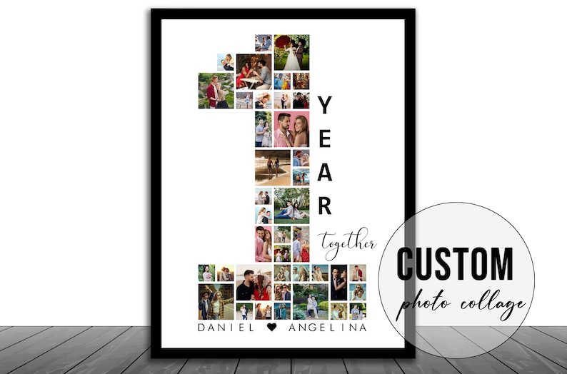 Personalized 1st Anniversary Photo Collage Gift (digital Download) - Etsy