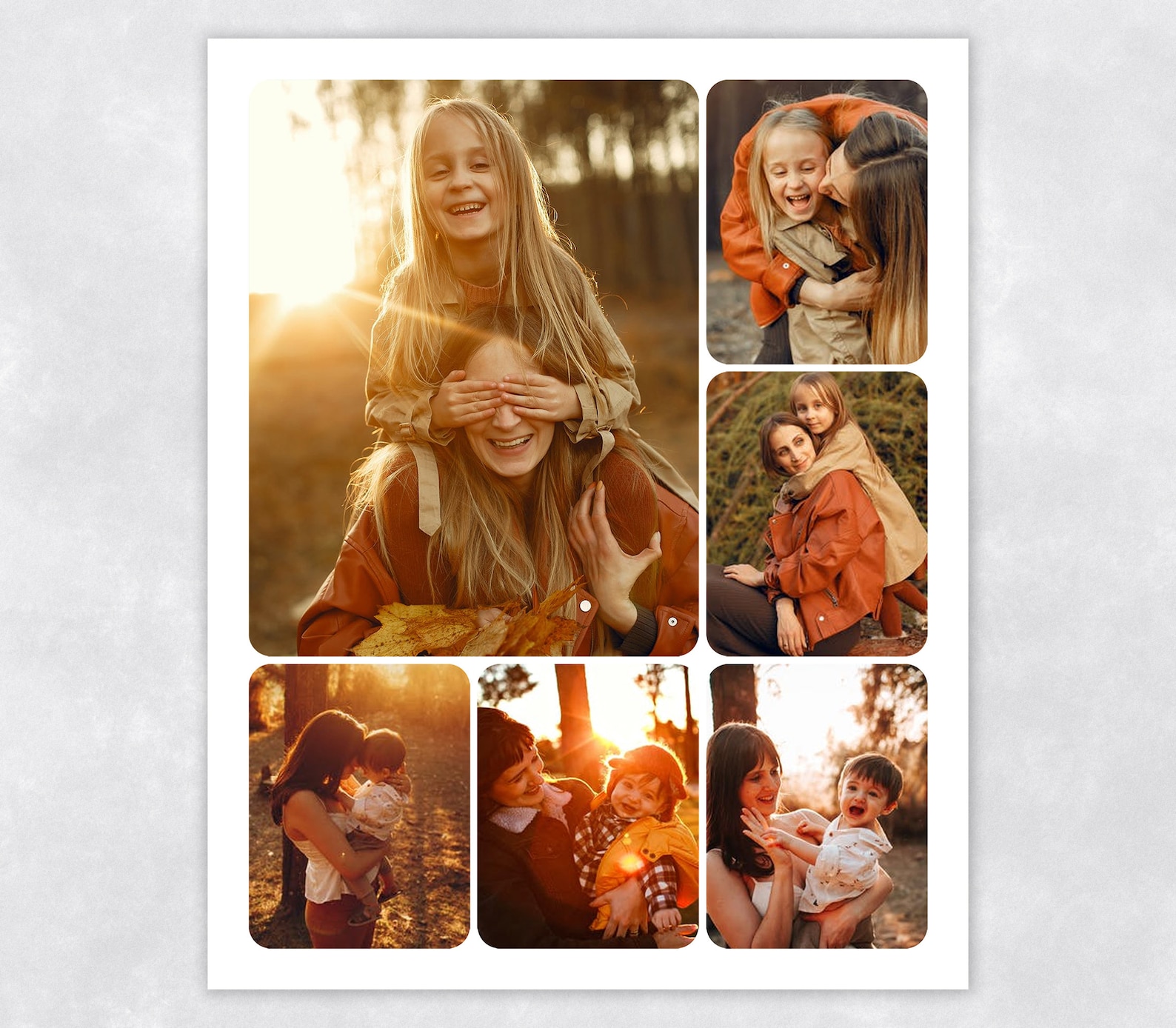 Photo Collage Template 16x20 12x15 8x10 in Rounded Corners | Etsy