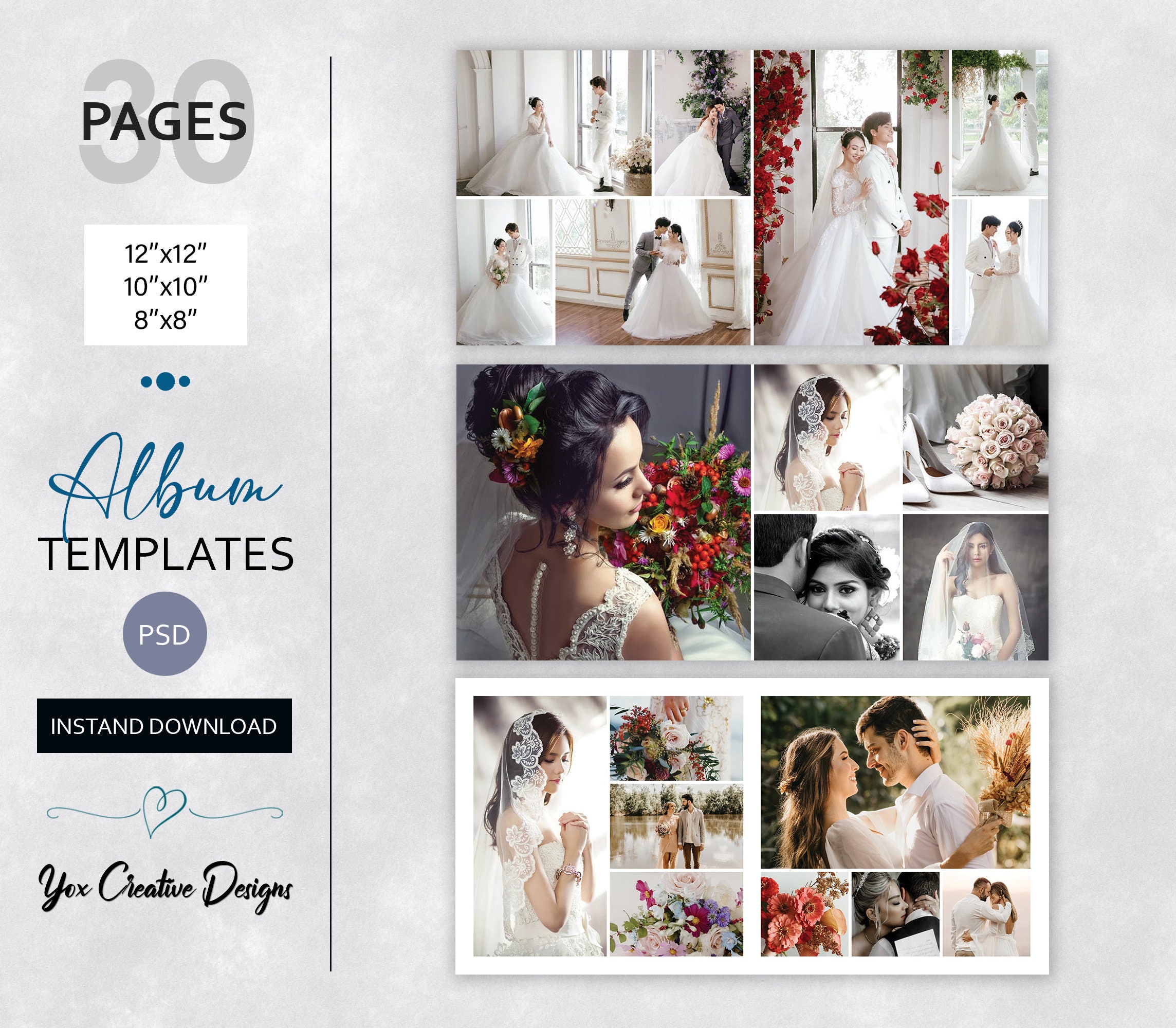 photo-album-templates-kit-30-pages-digital-wedding-album-etsy