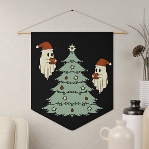 Christmas Ghosts, Spooky Christmas Wall Decor, Ghost Decor, Creepy Christmas, Gothic Christmas Decor, Creepy Cute Ghosts, Ghost Tapestry