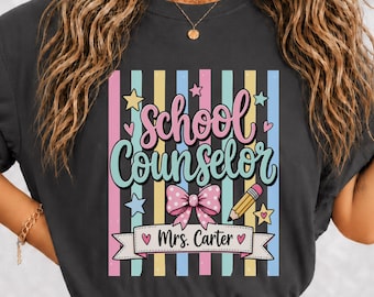 Personalized School Counselor Shirt, Comfort Colors Guidance Counselor Tee, Custom Back to School Counselor Tee, Elementary Counseling Team