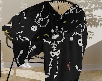 Halloween Blanket, Goth Blanket, Skull Blanket, Halloween Decorations Indoor, Skeleton Home Decor, Whimsigoth Blanket, Dark Academia Decor