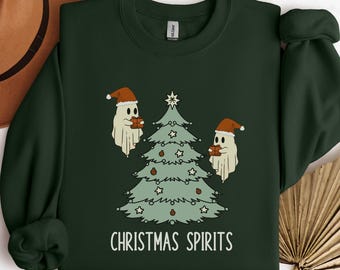 Christmas Ghost Sweatshirt, Funny Ghost Crewneck, Spooky Christmas Sweatshirt, Retro Christmas Ghosts Crewneck, Goth Christmas Sweater, Cute