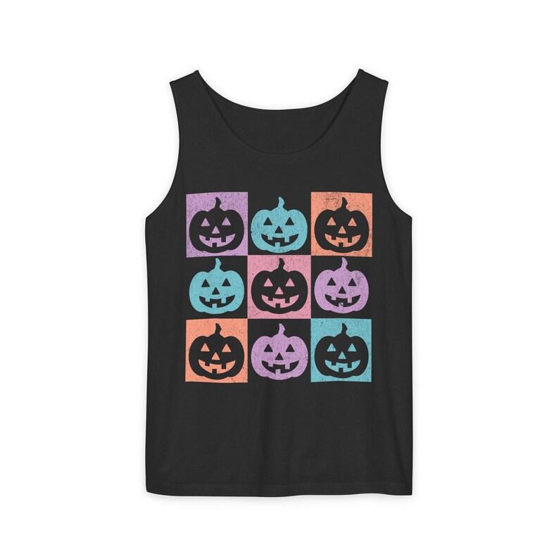 Summerween Tank, Summer Halloween Shirt, Colorful Pumpkin Shirt, Comfort Colors Pumpkin Shirt, Jack O Lantern Shirt, Halloween Beach Shirt Black
