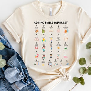 Coping Skills Shirt, Coping Skills Alphabet Shirt, Guidance Counselor, School Counselor Shirt, Cute Mental Health Shirt, Social Worker Gift