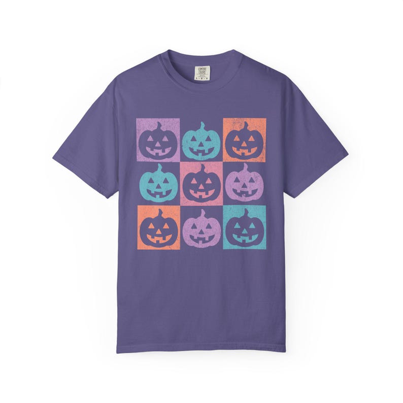 Summerween Shirt, Summer Halloween Shirt, Colorful Pumpkin Shirt, Comfort Colors Pumpkin Shirt, Jack O Lantern Shirt, Halloween Beach Shirt Grape