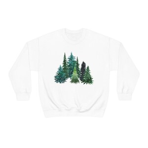 Evergreen Sweatshirt, Hiking Gifts for Her, Pine Tree Shirt, Forest Graphic Sweatshirt, Arborist Gifts, Forest Tree Sweatshirt, Forestcore White