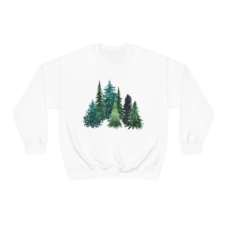 Evergreen Sweatshirt, Hiking Gifts for Her, Pine Tree Shirt, Forest Graphic Sweatshirt, Arborist Gifts, Forest Tree Sweatshirt, Forestcore White