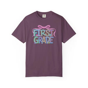 First Grade Teacher Shirt 1st Grade Teacher Shirt Comfort Colors Teacher Tee Back to School Bow Shirt Teacher Aesthetic Shirt Teacher Gift Berry
