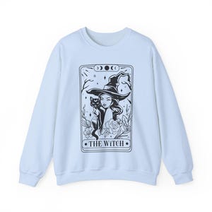 Tarot Card Sweatshirt, Witch Crewneck, Witchy Things, Witchy Apparel Women, Cute Witch Sweatshirt, Witchy Whimsigothic, Pastel Goth Clothes Light Blue