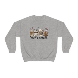Drink Coffee Pet Dogs, Dogs and Coffee Sweatshirt, Dog Mom Coffee Sweatshirt, Coffee and Dogs, Iced Coffee and Dogs Shirt, Dog Coffee Gift Sport Grey