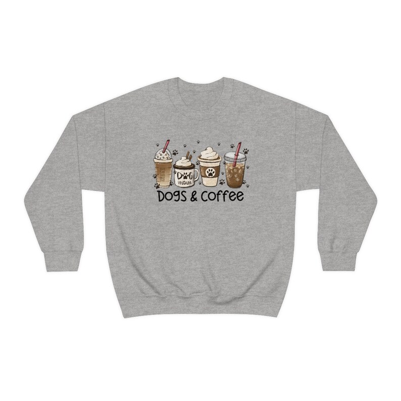 Drink Coffee Pet Dogs, Dogs and Coffee Sweatshirt, Dog Mom Coffee Sweatshirt, Coffee and Dogs, Iced Coffee and Dogs Shirt, Dog Coffee Gift Sport Grey