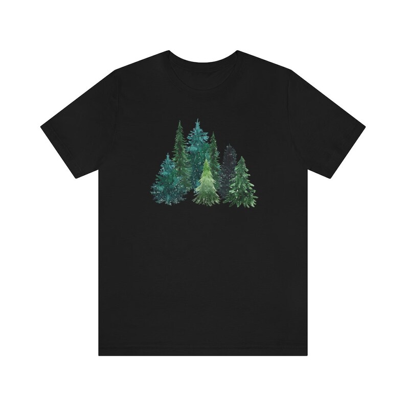 Evergreen Tree Shirt, Forest Graphic Tee, Forestcore Shirt, Forest Tree Shirt, Arborist Gifts, Pine Tree Shirt, Hiking Gifts For Her, Nature Black