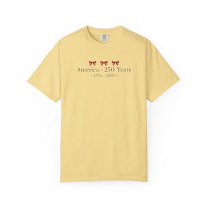 America 250 Years 1776 2026, Patriotic Bow Shirt, Coquette Fourth of July Shirt, USA 250th Anniversary Tee, Patriotic Women Shirt Minimalist Butter