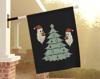 Christmas Ghosts Yard Flag, Whimsigoth Decor, Christmas Garden Flag, Creepy Christmas, Spooky Christmas Decor, Winter Garden Flags, Gothmas