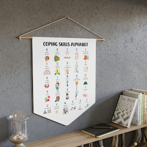 Coping Skills Alphabet, Counselor Office Decor, Social Work Office Decor, Therapy Office Decor, Mental Health Decor, ABA Therapist, Wall Art