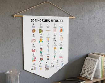 Coping Skills Alphabet, Counselor Office Decor, Social Work Office Decor, Therapy Office Decor, Mental Health Decor, ABA Therapist, Wall Art