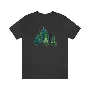 Evergreen Tree Shirt, Forest Graphic Tee, Forestcore Shirt, Forest Tree Shirt, Arborist Gifts, Pine Tree Shirt, Hiking Gifts For Her, Nature Dark Grey Heather