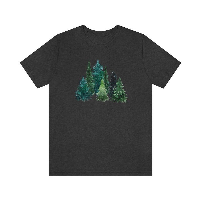 Evergreen Tree Shirt, Forest Graphic Tee, Forestcore Shirt, Forest Tree Shirt, Arborist Gifts, Pine Tree Shirt, Hiking Gifts For Her, Nature Dark Grey Heather