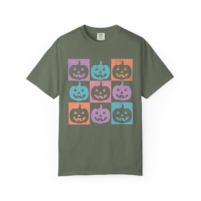 Summerween Shirt, Summer Halloween Shirt, Colorful Pumpkin Shirt, Comfort Colors Pumpkin Shirt, Jack O Lantern Shirt, Halloween Beach Shirt Moss