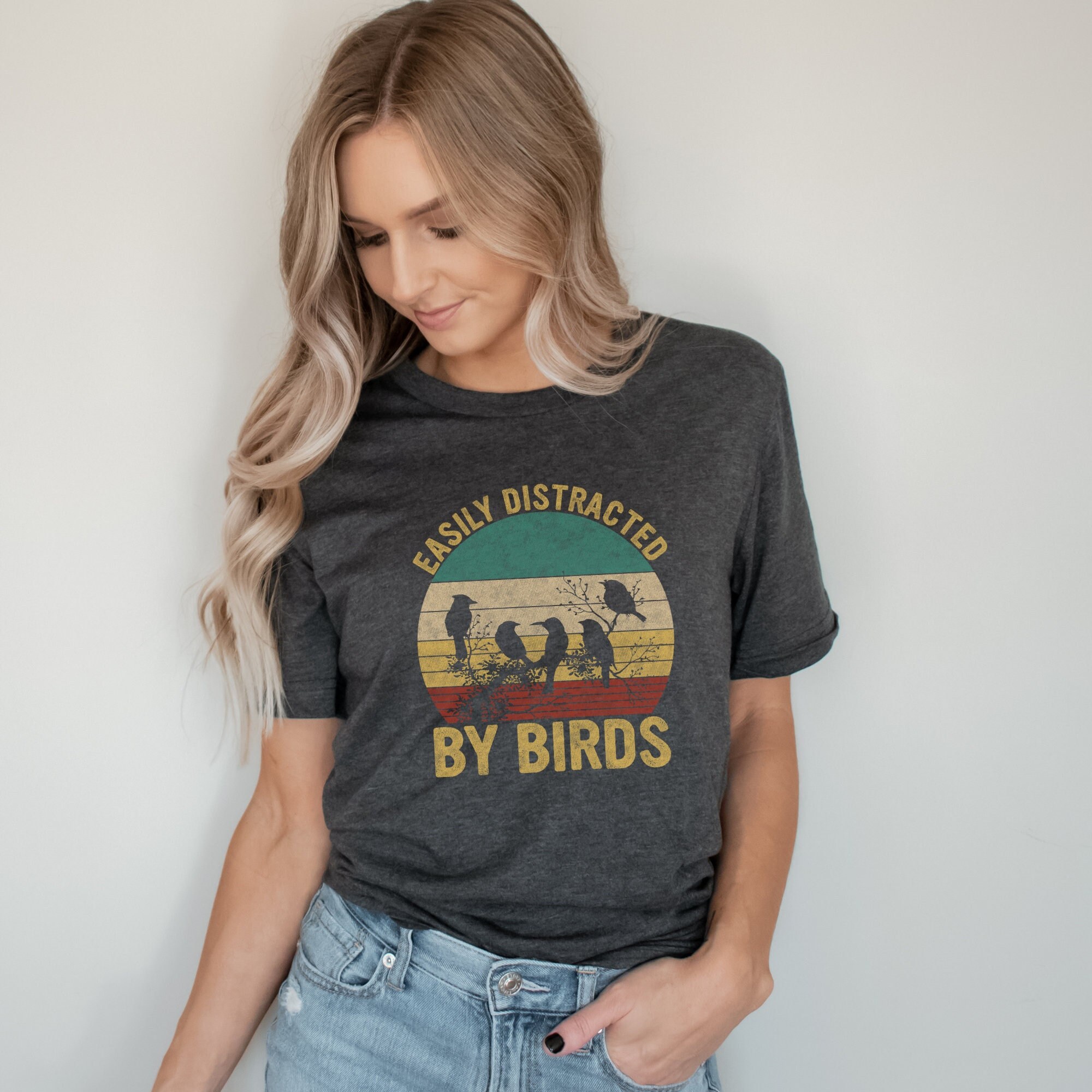 Womens Easily Distracted By Birds T-Shirt Watercolor Birds Best Art Womens Easily Distracted By Birds T-Shirt Watercolor Birds Best Art