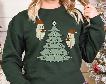 Christmas Ghost Sweatshirt, Funny Ghost Crewneck, Spooky Christmas Sweatshirt, Retro Christmas Ghosts Crewneck, Goth Christmas Sweater, Cute