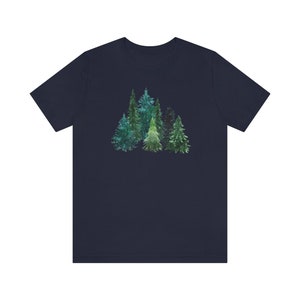 Evergreen Tree Shirt, Forest Graphic Tee, Forestcore Shirt, Forest Tree Shirt, Arborist Gifts, Pine Tree Shirt, Hiking Gifts For Her, Nature Navy