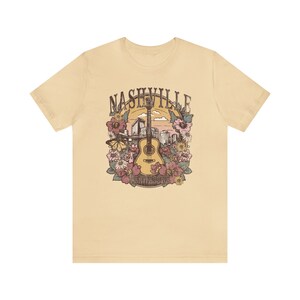 Nashville Shirt, Tennessee Shirt, Nashville Trip Shirt, Nashville Birthday, Music City Tee, Cute Country Music T-Shirt, Floral Guitar Shirt Soft Cream