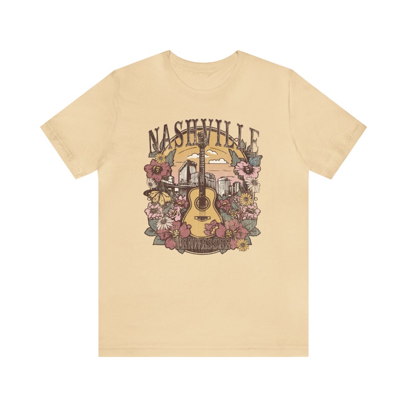 Nashville Shirt, Tennessee Shirt, Nashville Trip Shirt, Nashville Birthday, Music City Tee, Cute Country Music T-Shirt, Floral Guitar Shirt Soft Cream