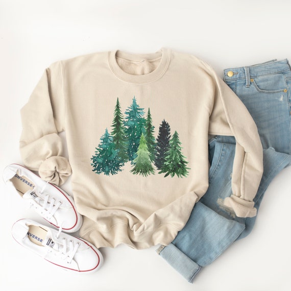 Evergreen Sweatshirt, Hiking Gifts for Her, Pine Tree Shirt, Forest Graphic Sweatshirt, Arborist Gifts, Forest Tree Sweatshirt, Forestcore