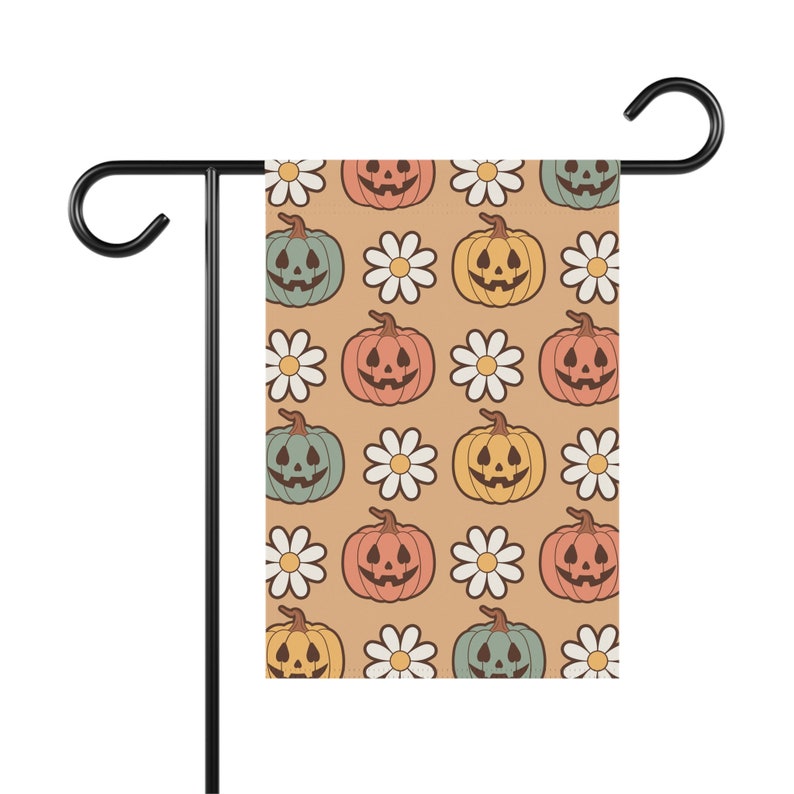 Daisy Pumpkin Flag, Fall Garden Flag, Halloween Flag, Cute Halloween Outdoor Decor, Autumn Yard Flags, Jack O Lantern Flag, Fall Yard Decor image 6