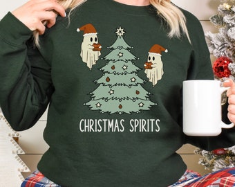 Christmas Ghost Sweatshirt, Funny Ghost Crewneck, Spooky Christmas Sweatshirt, Retro Christmas Ghosts Crewneck, Goth Christmas Sweater, Cute