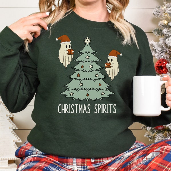 Christmas Ghost Sweatshirt, Funny Ghost Crewneck, Spooky Christmas Sweatshirt, Retro Christmas Ghosts Crewneck, Goth Christmas Sweater, Cute