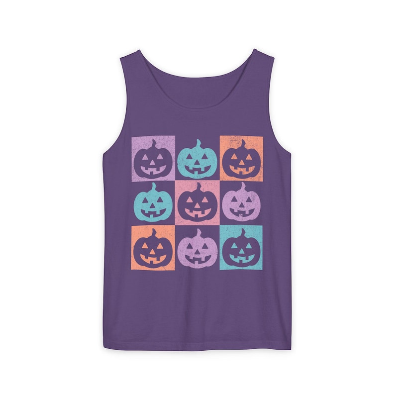 Summerween Tank, Summer Halloween Shirt, Colorful Pumpkin Shirt, Comfort Colors Pumpkin Shirt, Jack O Lantern Shirt, Halloween Beach Shirt Grape