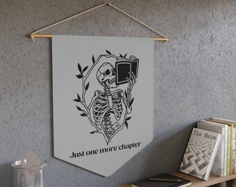 One More Chapter, Bookish Decor, Cute Skeleton Decor, Dark Academia Decor, Goblincore Decor, Halloween Banners, Creepy Cute Decor, Mystical