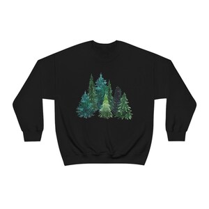 Evergreen Sweatshirt, Hiking Gifts for Her, Pine Tree Shirt, Forest Graphic Sweatshirt, Arborist Gifts, Forest Tree Sweatshirt, Forestcore Black