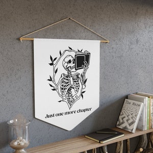 One More Chapter, Bookish Merch, Bookish Decor, Bookish Wall Art, Reading Nook Decor, Skeleton Wall Art, Book Wall Art, Book Lover, Bookworm