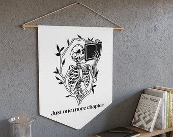 One More Chapter, Bookish Merch, Bookish Decor, Bookish Wall Art, Reading Nook Decor, Skeleton Wall Art, Book Wall Art, Book Lover, Bookworm