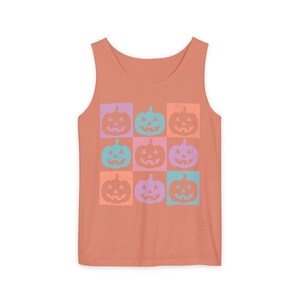 Summerween Tank, Summer Halloween Shirt, Colorful Pumpkin Shirt, Comfort Colors Pumpkin Shirt, Jack O Lantern Shirt, Halloween Beach Shirt Terracotta
