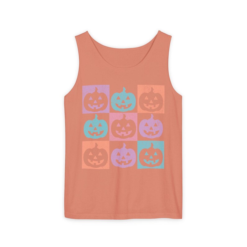 Summerween Tank, Summer Halloween Shirt, Colorful Pumpkin Shirt, Comfort Colors Pumpkin Shirt, Jack O Lantern Shirt, Halloween Beach Shirt Terracotta