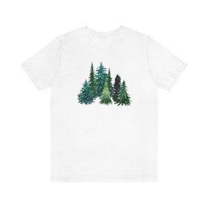 Evergreen Tree Shirt, Forest Graphic Tee, Forestcore Shirt, Forest Tree Shirt, Arborist Gifts, Pine Tree Shirt, Hiking Gifts For Her, Nature White