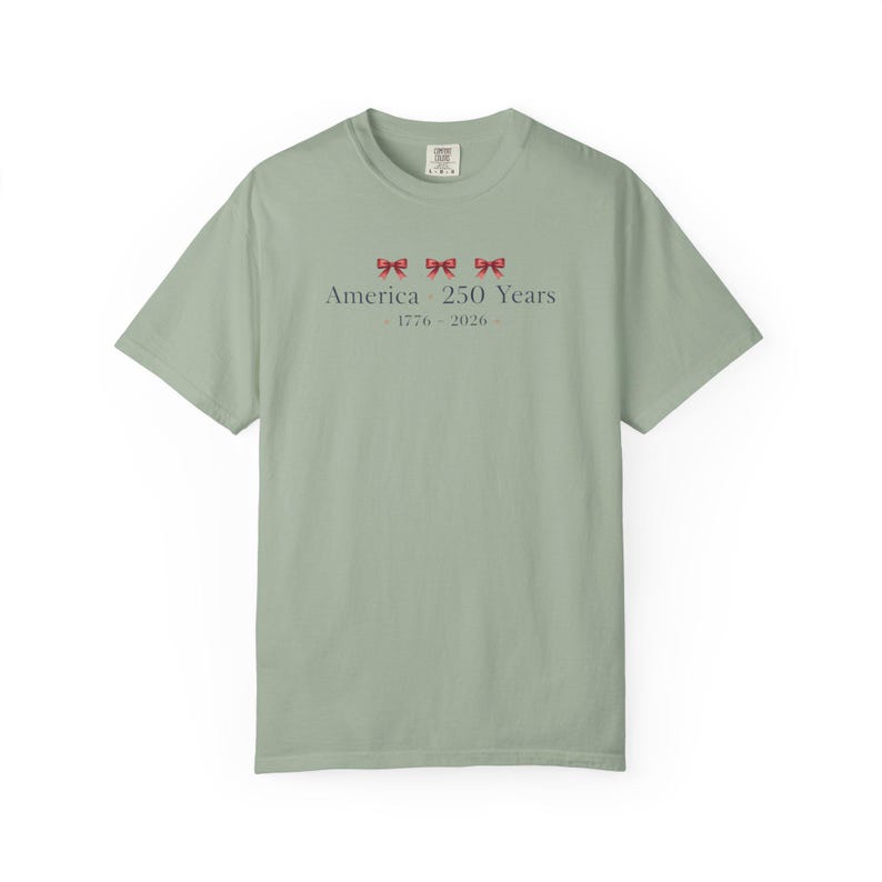 America 250 Years 1776 2026, Patriotic Bow Shirt, Coquette Fourth of July Shirt, USA 250th Anniversary Tee, Patriotic Women Shirt Minimalist Bay