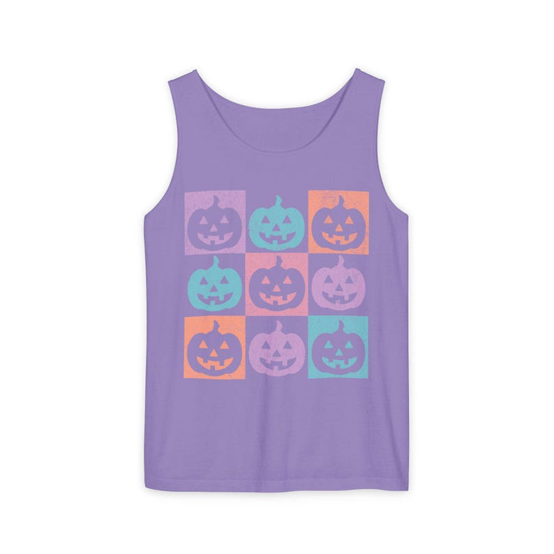Summerween Tank, Summer Halloween Shirt, Colorful Pumpkin Shirt, Comfort Colors Pumpkin Shirt, Jack O Lantern Shirt, Halloween Beach Shirt Violet
