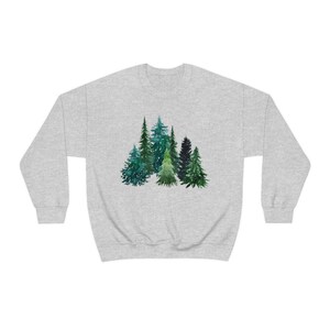 Evergreen Sweatshirt, Hiking Gifts for Her, Pine Tree Shirt, Forest Graphic Sweatshirt, Arborist Gifts, Forest Tree Sweatshirt, Forestcore Ash