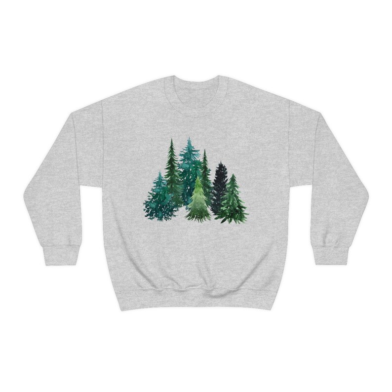 Evergreen Sweatshirt, Hiking Gifts for Her, Pine Tree Shirt, Forest Graphic Sweatshirt, Arborist Gifts, Forest Tree Sweatshirt, Forestcore Ash