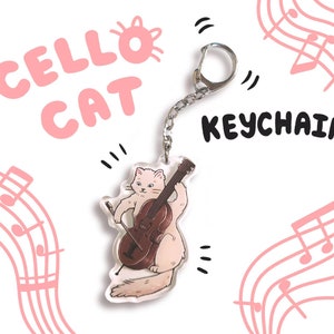Cat and Cello Acrylic Keychain