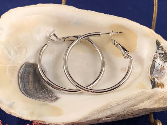 Silver Hoop Earrings - #1149 - image 2