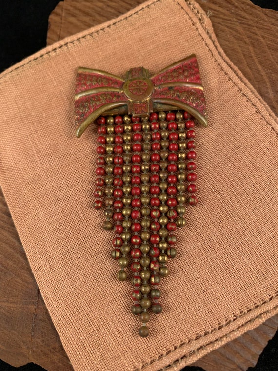 Metal Brooch with metal beads - #1052