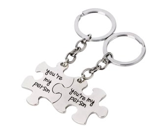Llaveros entrelazados de rompecabezas, llaveros a juego, regalos para mejores amigos, eres mi persona, llavero de la amistad, llavero de mejores amigos, distancia